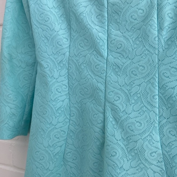 Womens Classic Vintage Seafoam Green Silver Trim Festive High Neck Dress Size 8 - Picture 6 of 9